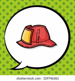Fire hat color doodle, speech bubble