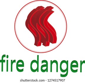 Fire hazard, flames. Vector.