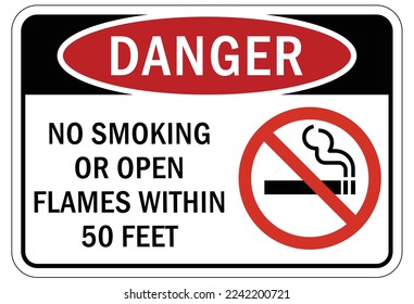 Fire hazard, flammable material oxygen sign and labels no smoking