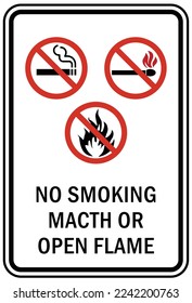 Fire hazard, flammable material oxygen sign and labels no smoking