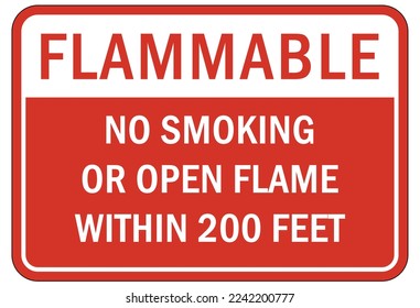 Fire hazard, flammable material oxygen sign and labels no smoking