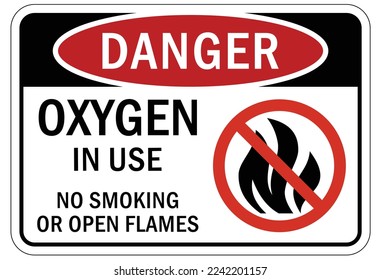 Fire hazard, flammable material oxygen sign and label