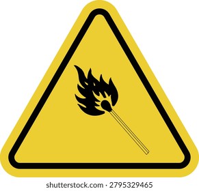 Fire hazard and presence of open flame. Flammable materials or conditions. Fire hazard area. Burning match.