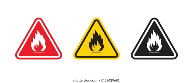 Fire hazard sign, danger warning, fire, illustration isolated on a white background.