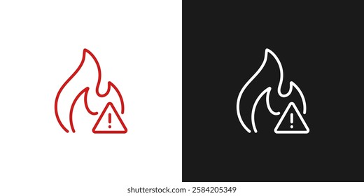 Fire hazard sign, danger warning, fire, illustration. Vector icon