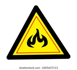 Fire hazard sign, danger warning, fire, illustration isolated on a white background.Fire warning signs vectors set in black and red colors on white background.