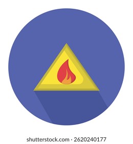 Fire hazard sign icon vector illustration, flames area warning sign icon vector design illustration. 