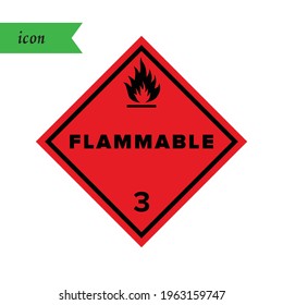 Señal de peligro de incendio en un fondo blanco y rojo. El peligro. sólido inflamable. Gas inflamable.
