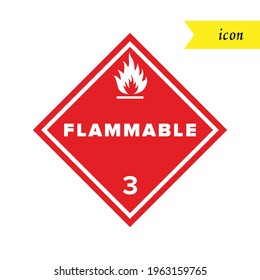 Fire hazard sign on a white and red background. The danger. Flammable solid. Flammable gas.