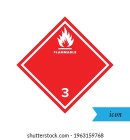 Fire hazard sign on a white and red background. The danger. Flammable solid. Flammable gas.