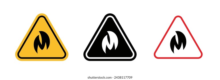 Señal de peligro de incendio. Advertencia para materiales inflamables. Signo Amarillo Que Indica Riesgo De Explosión.