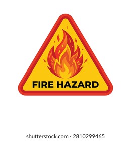 Fire hazard warning sign with flame