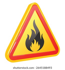 Fire hazard warning sign flammable material danger caution hot surface safety alert triangular shape yellow red