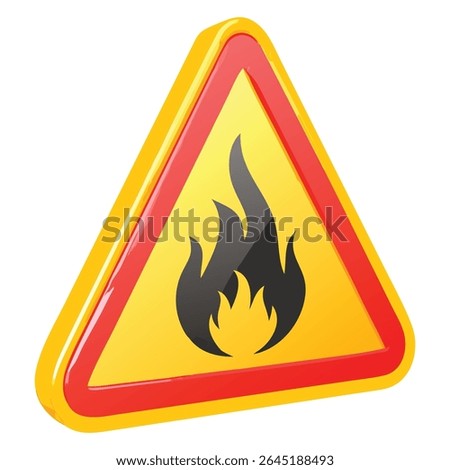 Fire hazard warning sign flammable material danger caution hot surface safety alert triangular shape yellow red