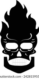 fire head icon, fire on head icon, hot head icon,fire, head,human head,genius icon,black and white