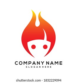 fire head illustration vector icon logo