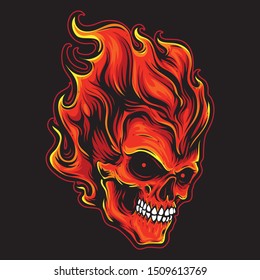 Fire Head Skull Vector Logo