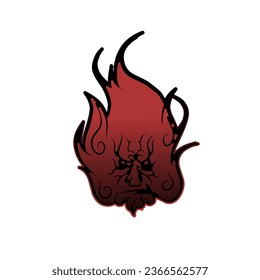 A fire head vector with a terrible face which in some areas of Indonesia is called banaspati