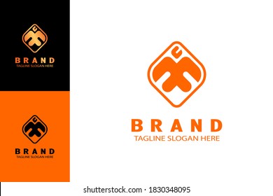 Fire headed bird design concept, phoenix bird logo illustration. Modern simple and minimalist logo design.