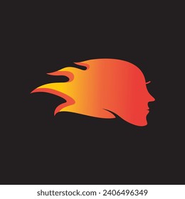 diseño de imagen vectorial del logotipo de la mujer con cabeza de fuego 