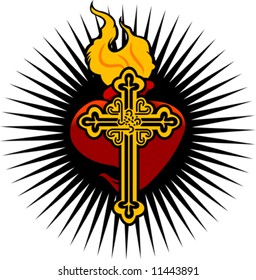 Fire Heart And Cross