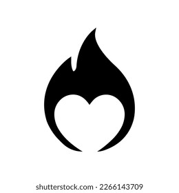 Brandherz-Symbol Vectordesign-Konzept. Feurige Liebe, Flammensymbol Flaches Symbol auf weißem Hintergrund.