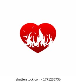 Fire and heart logo, burning heart, love and flame. Logo, sign, symbol stock illustration