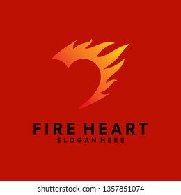 Fire heart logo design element - Vector