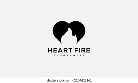 Fire heart logo design fire heart icon