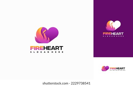 Konzept für Brandherz-Logo-Designs, Vektorgrafik, Symbol für Love Fire