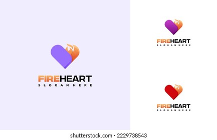 Konzept für Brandherz-Logo-Designs, Vektorgrafik, Symbol für Love Fire