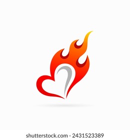 fire heart logo, love fire logo