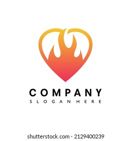 Plantilla de diseño de logotipo de corazón de fuegoElemento de icono de incendio. Plantilla de diseño de logotipo de llama Vector de ilustración