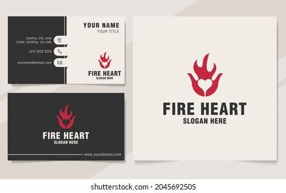 Fire heart logo template on monogram style