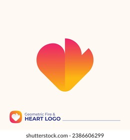 Fire Heart Love Logo, Dating Apps, Couples Counseling, Love Portals, Fire and Love Symbol