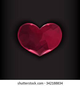 Fire heart on black background. Valentines day concept. Vector