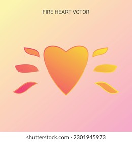 Ilustración vectorial de corazón de fuego, ilustración vectorial 