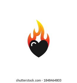 fire heart vector logo template