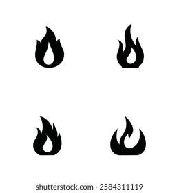 Fire and Heat Icons – Flat Style Blazing Flame Vectors