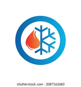Fire Heating Cooling Snowflake Conditioning Ventilation Gear Abstract Gas Oil Water Drop Heating Sun Summer Plumbing Winter Eco Logo