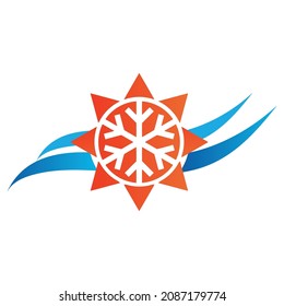 Fire Heating Cooling Snowflake Conditioning Ventilation Gear Abstract Gas Oil Water Drop Heating Sun Summer Plumbing Winter Eco Logo