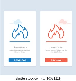 Fire, Heating, Fireplace, Spark  Blue and Red Download and Buy Now web Widget Card Template
