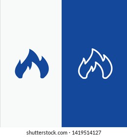 Fire, Heating, Fireplace, Spark Line and Glyph Solid icon Blue banner Line and Glyph Solid icon Blue banner