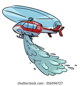 fire helicopter in action. Vector illustration isolated on white background