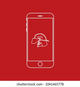 Fire helmet icon in a smartphone, vector illustration design. Firefighting collection.