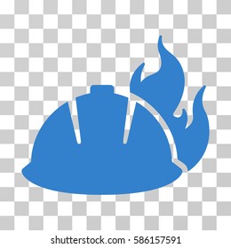 Fire Helmet vector icon. Illustration style is flat iconic cobalt symbol on a transparent background.