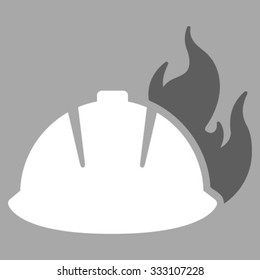 Fire Helmet vector icon. Style is bicolor flat symbol, dark gray and white colors, rounded angles, silver background.