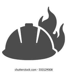 Fire Helmet vector icon. Style is flat symbol, gray color, rounded angles, white background.
