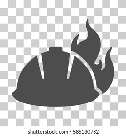 Fire Helmet vector pictograph. Illustration style is flat iconic gray symbol on a transparent background.