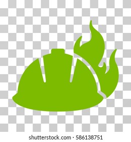 Fire Helmet vector pictograph. Illustration style is flat iconic eco green symbol on a transparent background.